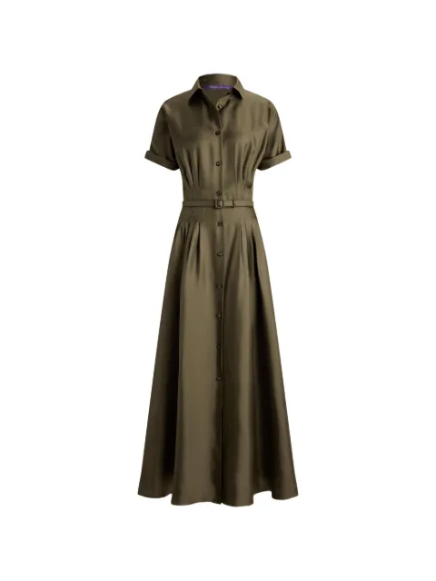 Ralph Lauren Collection Donatella belted silk shirt midi dress Green 290P00375