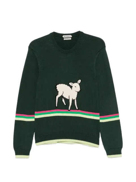 JW Anderson sheep-patch sweater Green KW1622YN0515