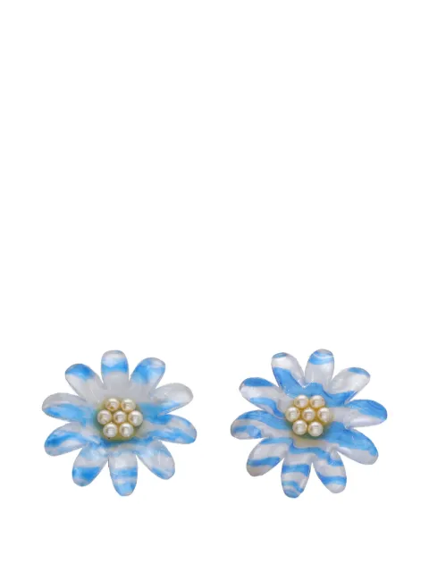Vintage floral faux-pearl earrings White W134268