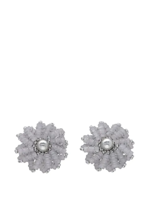Vintage beaded floral-design earrings Silver W134264