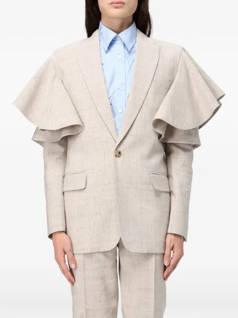 Moschino ruffled-sleeve blazer Neutrals 261D05110420