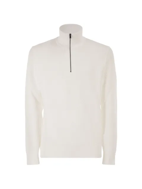 BOSS textured-knit half-zip sweater White 5055511810276796100