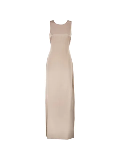 Max Mara draped-back silk dress Neutrals 2611221064600