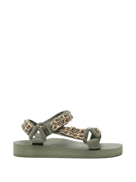 Arizona Love Trekky chain-embellished touch-strap sandals Green SS25TKGLDCHAINKAKI