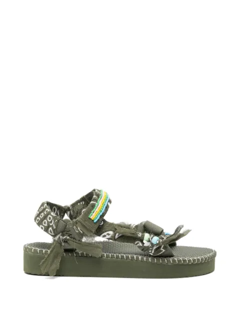 Arizona Love Trekky Stitch bead-embellished bandana-print sandals Green TKKAKISTITCHMULTIBEADS