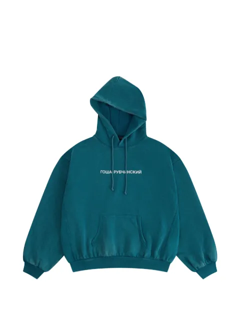 GOSHA RUBCHINSKIY logo-print oversized hoodie Blue HD1101SEAGREEN