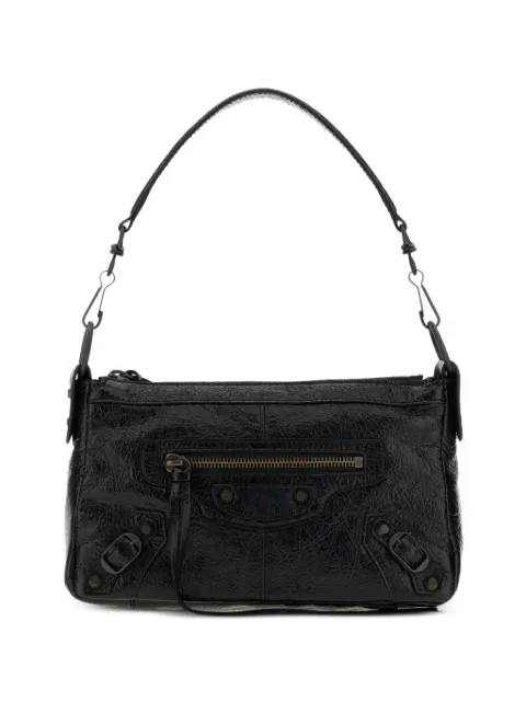 Balenciaga mini Le City Moto leather shoulder bag Black 8661222ABEK