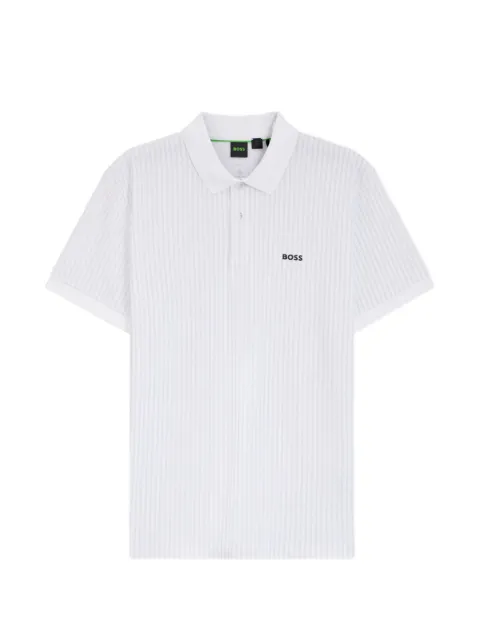 BOSS cotton-piqué polo shirt with all-over print White 50559355