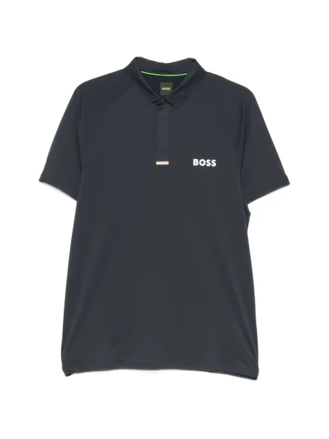 BOSS logo-print raglan-sleeve polo shirt Blue 50559208