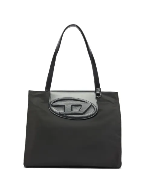 Diesel 1DR shopping bag in nylon with leather flap Black X10727P9037