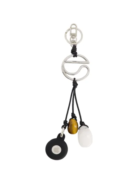 Coperni stone-pendant logo-hardware keychain Silver COPSLG06F6102BLACKOS