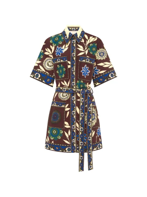 ALEMAIS Jasper floral-print belted mini dress Brown 7061D