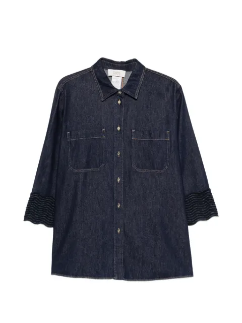 Marina Rinaldi Mrsabissi scalloped-cuff denim shirt Blue 2628116036600