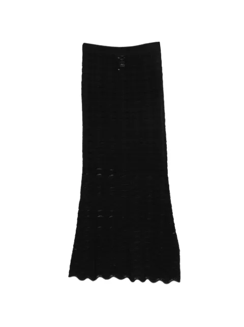 D.Exterior crochet-knit scalloped-edge maxi skirt Black 62445