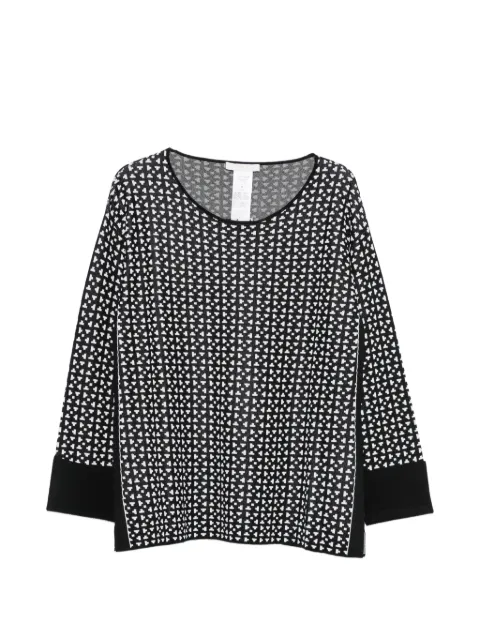 Marina Rinaldi geometric-pattern long-sleeve sweater Black MRNFATE7366036106003
