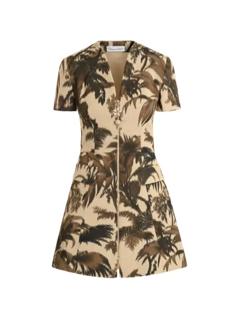 Oscar de la Renta chiné palm leaves tweed dress Neutrals 26PN263LCVEIV