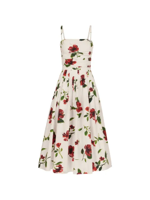 Oscar de la Renta hibiscus cotton poplin dress Neutrals 26PN244HCNRDW