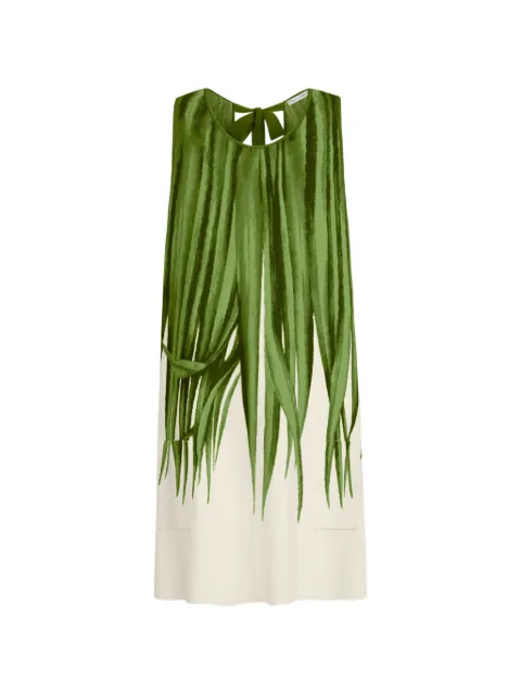 Oscar de la Renta palm leaves jacquard shift dress Green 26PN150PLM