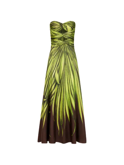 Oscar de la Renta palm leaves silk twill cocktail dress Green 26PN232PISGBO