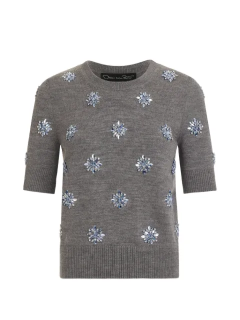 Oscar de la Renta crystal embroidered pullover Grey 26PE168SPACCL