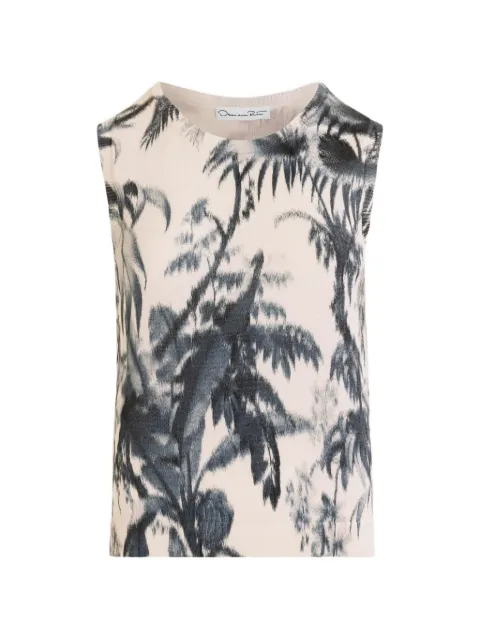 Oscar de la Renta chiné palm leaves tank top Neutrals 26PN124TPDNVW