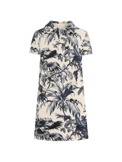 Oscar de la Renta Chiné palm leaves shift dress Neutrals 26PN2552PTENVI