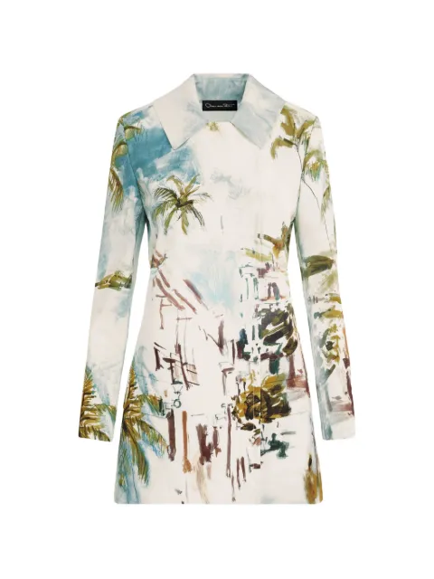 Oscar de la Renta Dominican Landscape cotton poplin coat Neutrals 26PN807LTCBGT