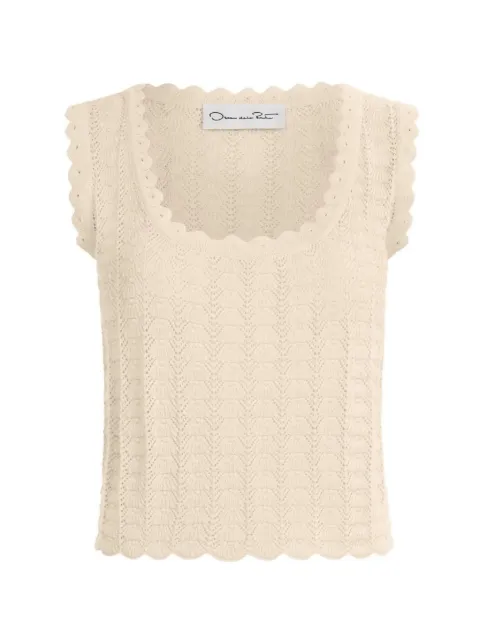 Oscar de la Renta pointelle weave tank Neutrals 26PN166PWVIVR