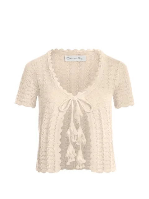 Oscar de la Renta pointelle weave cardigan Neutrals 26PN165PWVIVR
