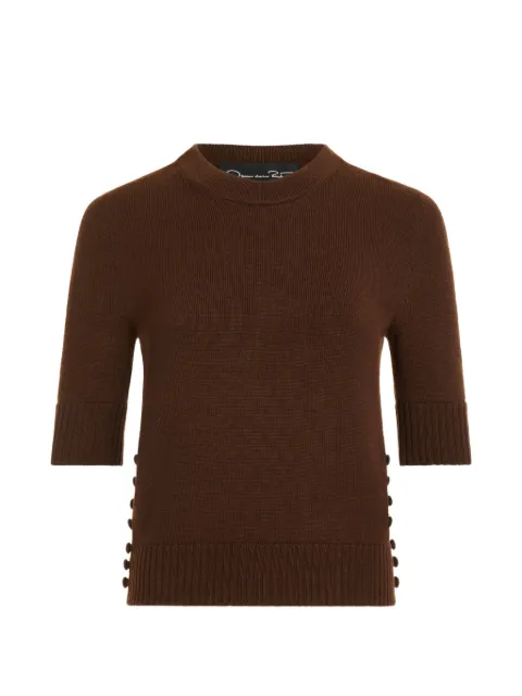 Oscar de la Renta button-detail pullover Brown 26PN108BDDBRN