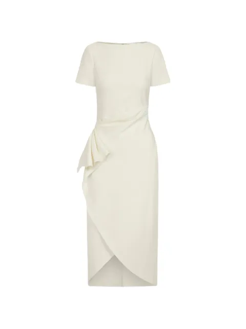 Oscar de la Renta drape-detail wool dress Neutrals 26PN217DSWIVR