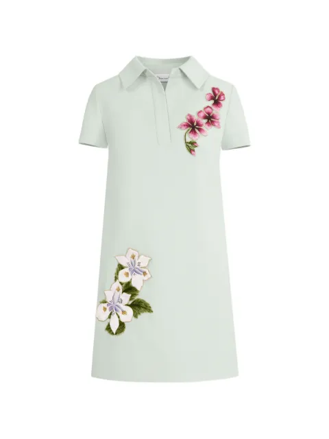 Oscar de la Renta Dominican mixed-floral threadwork shift dress Blue 26PE255DSWSLW