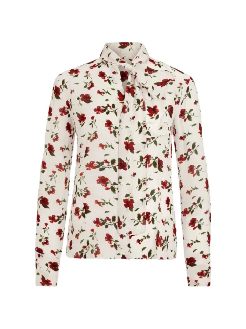 Oscar de la Renta Hibiscus silk chiffon blouse White 26PN753MHE
