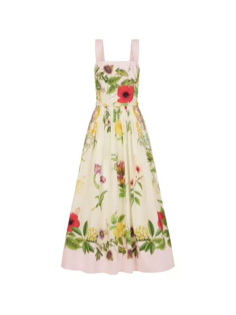 Oscar de la Renta Dominican mixed-floral cotton poplin dress Neutrals 26PN283MPAPKM