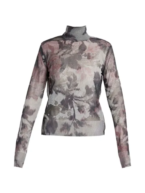 ERDEM floral-print jacquard turtleneck sweater Grey AW26KT7230291006