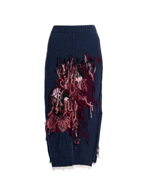 ERDEM fringed-detail skirt Blue AW26KS1730304001