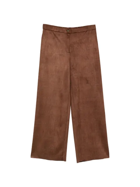 Marina Rinaldi Gelato croc-effect velvet-finish palazzo pants Brown 2623786091600