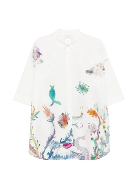Marina Rinaldi x Teresa Maccapani Mrnalaggio illustrative-print shirt White 2627196151600