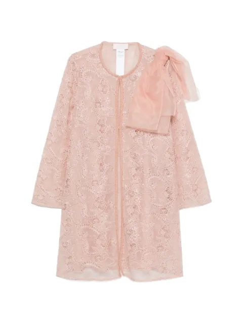 Marina Rinaldi Elfi bow-detail lace coat Pink 2627126056600