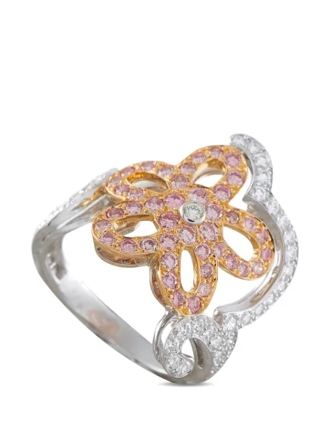Van Cleef & Arpels 18k white gold diamond floral ring Silver 5203