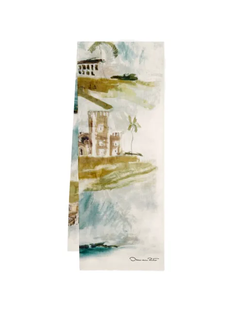 Oscar de la Renta Dominican Landscape modal cashmere scarf Neutrals 26PN1004