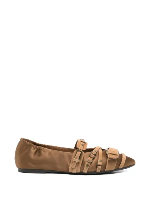 Ash buckled pointed-toe ballet flats Brown BEAUTY