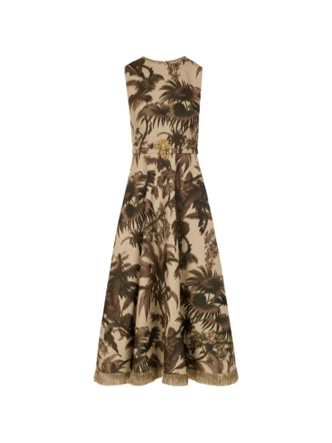 Oscar de la Renta Chiné palm leaves dress Neutrals 26PN290LCVEIV