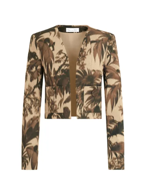 Oscar de la Renta chiné palm leaves jacket Neutrals 26PN509LCVEIV