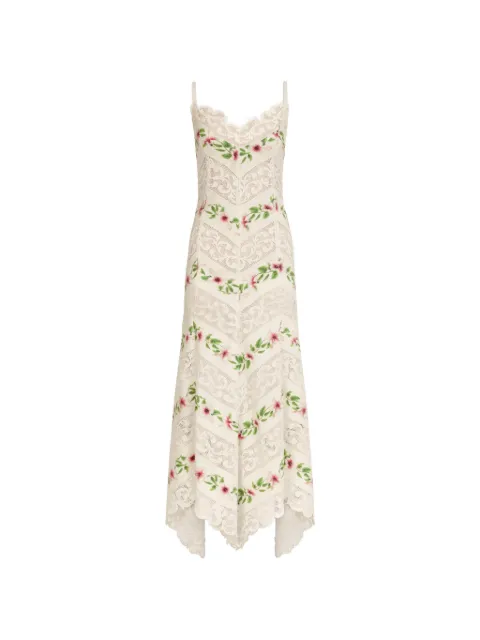 Oscar de la Renta chiné hibiscus striped cotton poplin dress Neutrals 26PN248CHNIVR