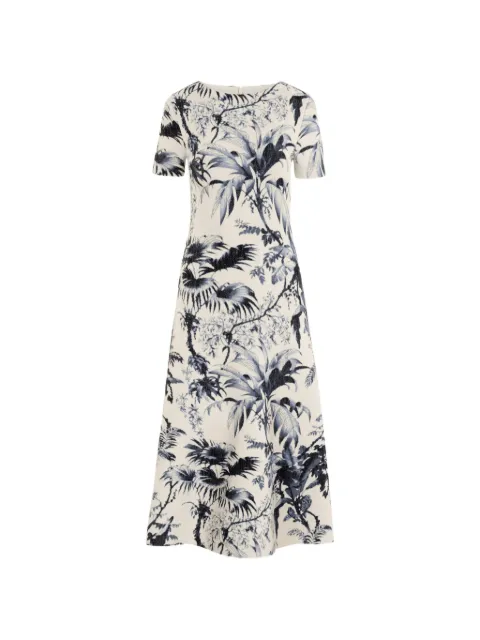 Oscar de la Renta chiné palm leaves knit dress Neutrals 26PN181TPTNVI