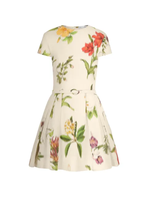 Oscar de la Renta chiné Dominican mixed-floral cotton poplin dress Neutrals 26PN225CMOIMU