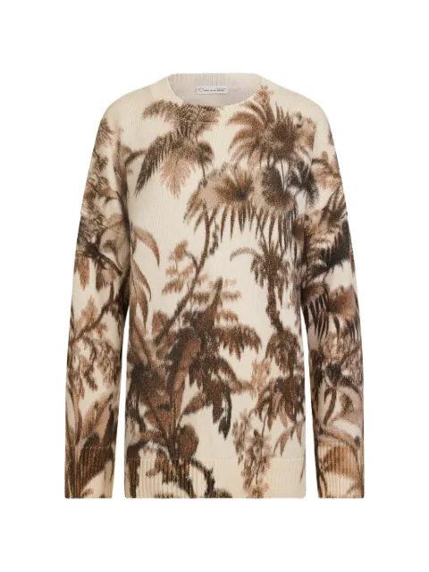 Oscar de la Renta Chiné palm leaves oversized pullover Neutrals 26PN1044LIVEIV