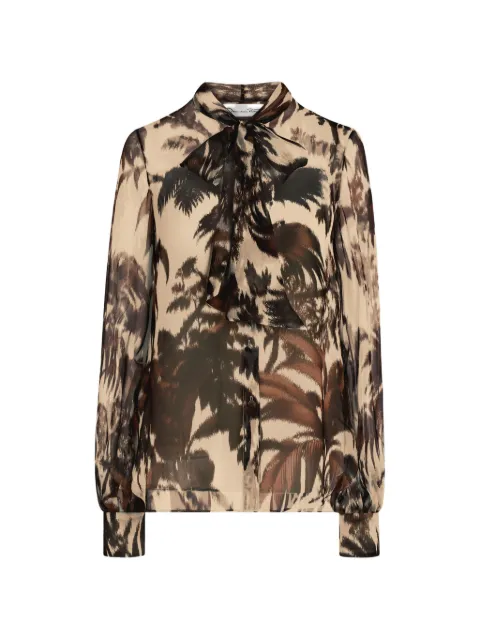 Oscar de la Renta Chiné palm leaves chiffon blouse Neutrals 26PN736LPIEIV