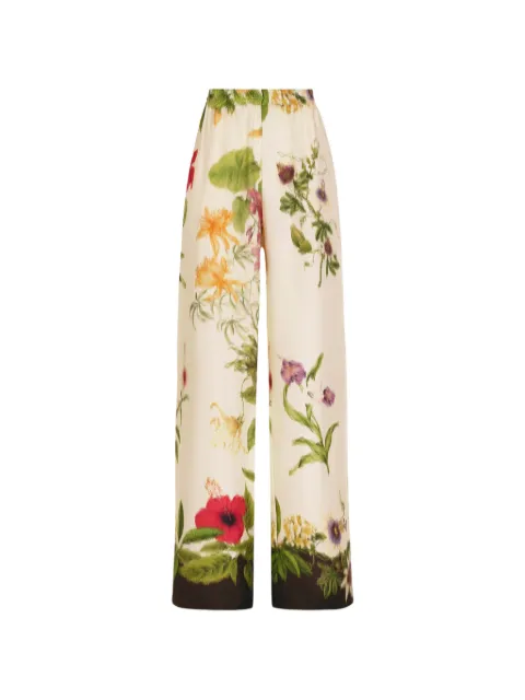 Oscar de la Renta Dominican mixed-floral wide leg pant Neutrals 26PN331MOCBRU